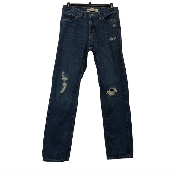 Levi’s 502 Regular Tapor Distressed Dark Wash Jeans - Picture 1 of 6